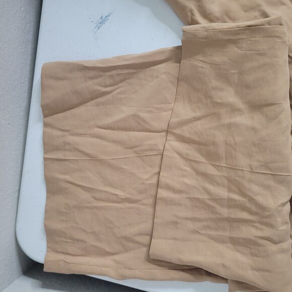 NEW Zara Large pants tall wide leg button zip pockets dress trousers khaki brown - Picture 6 of 12